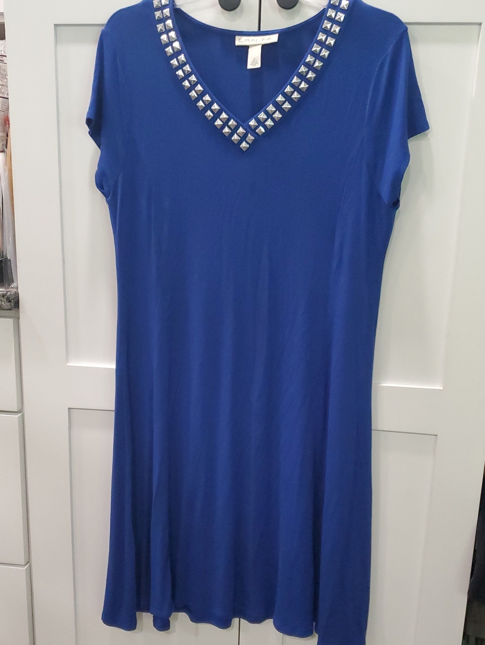 Cobalt V-Neck Studded Midi Dress